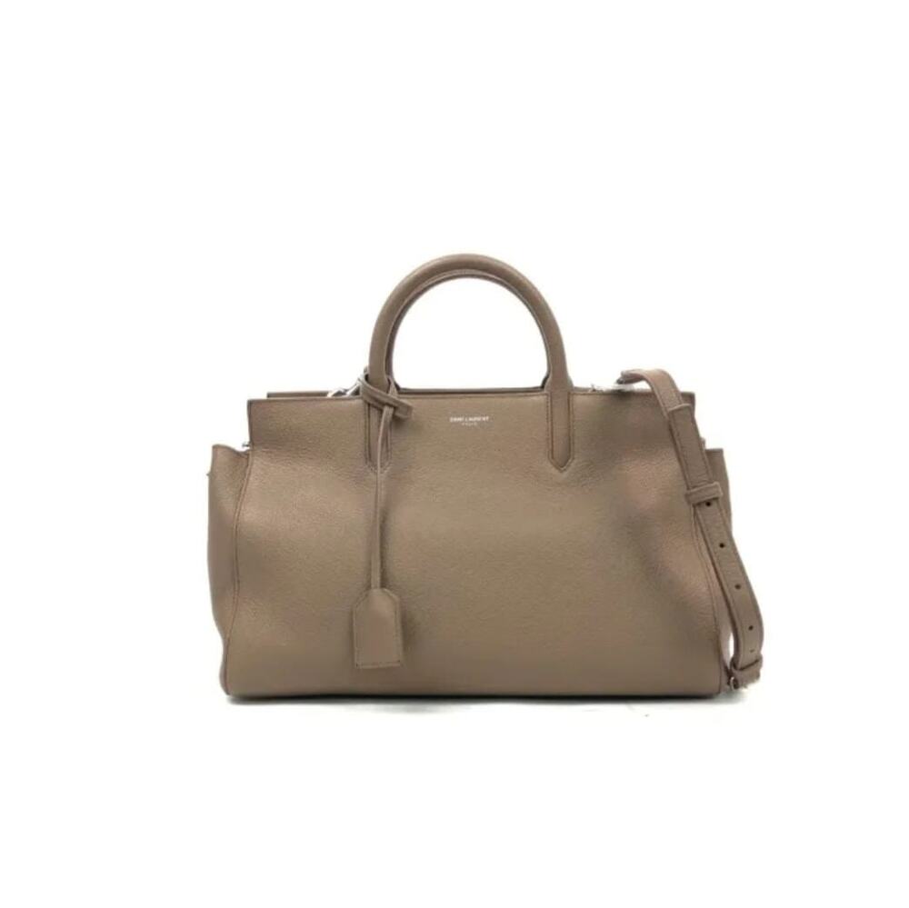 Saint Laurent Paris Grey Grained Leather Cabas Rive Gauche Small/Medium Tote Bag